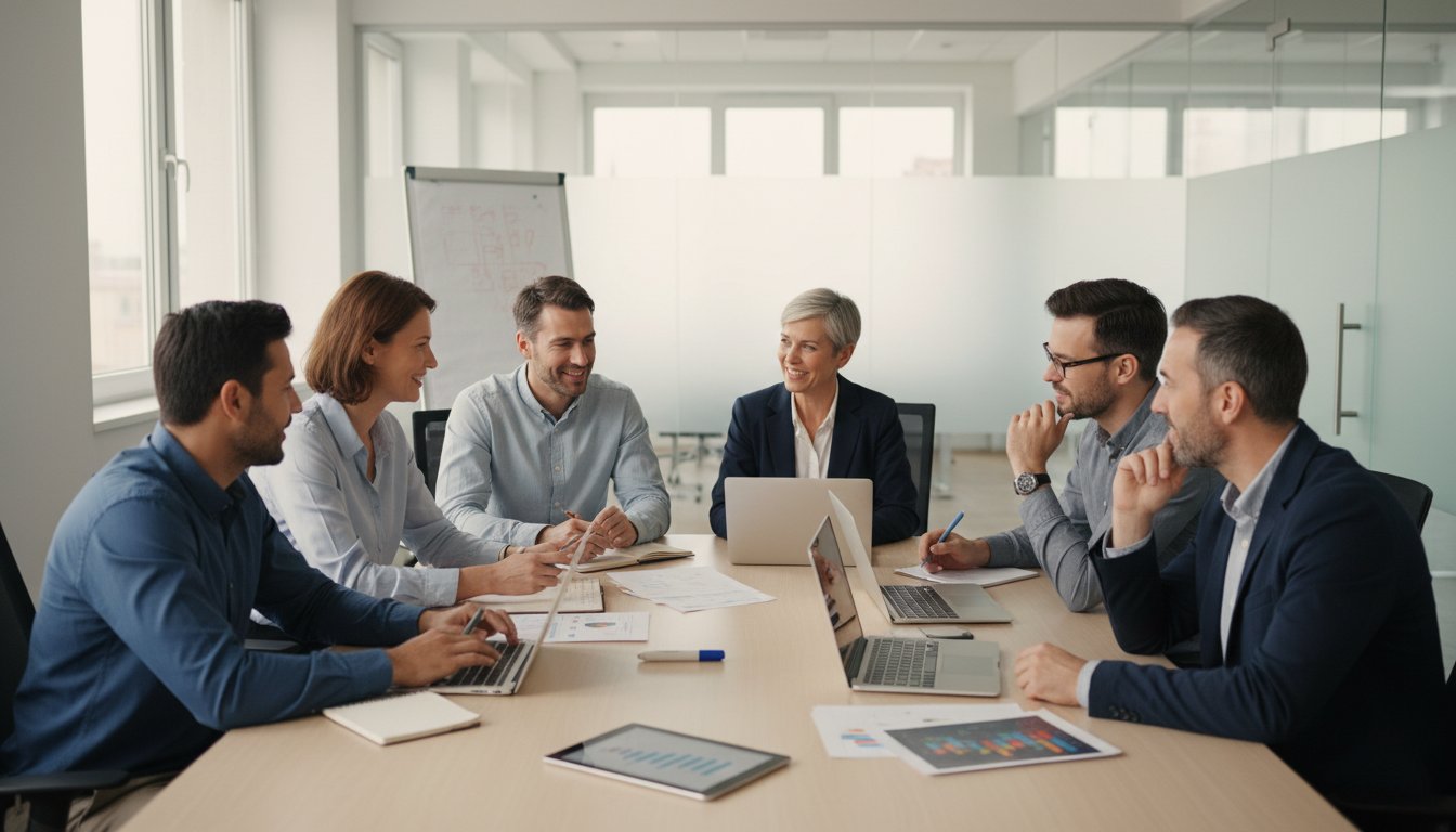 Vielfältiges Führungsteam in der Zusammenarbeit